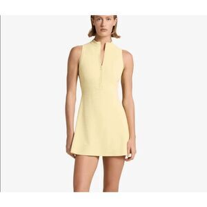 New Gigi C Marcella Snakeskin Open Back Tennis Dress Butter Yellow M